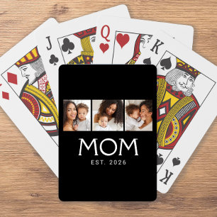 Mama hat moderne Typografie Schwarz 3 Foto Spielkarten
