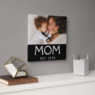 Mama hat moderne weiße Typografie-Foto eingerichte Quadratische Wanduhr