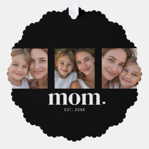 Mama hat modernen minimalen schwarzen 3-Foto- Stil Ornament Karte