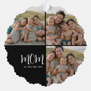 Mama hat modernen Schriftzug Schwarz 3 Fotos Ornament Karte