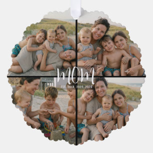 Mama hat modernen Schriftzug Schwarz 4 Fotos Ornament Karte