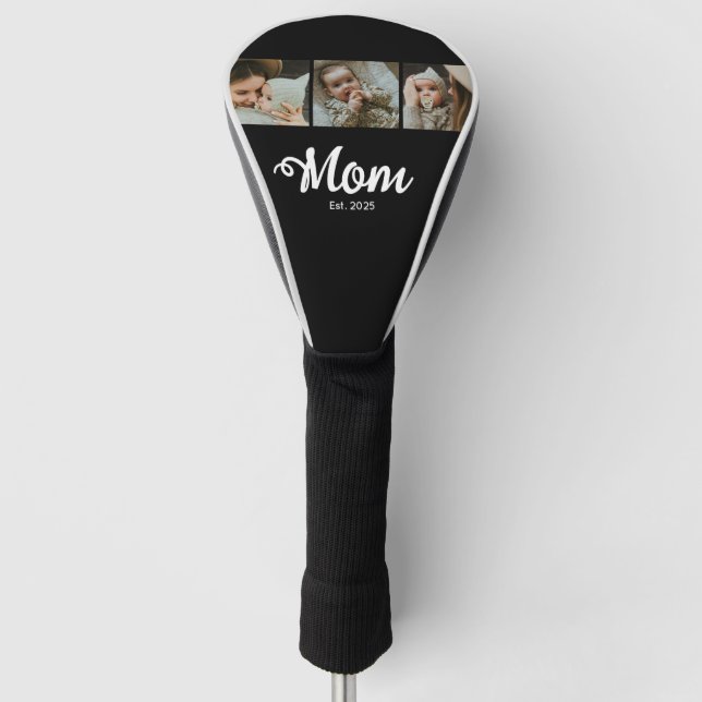 Mama hat modernes fettes Skript Schwarz 3 Foto ein Golf Headcover (Vorderseite)