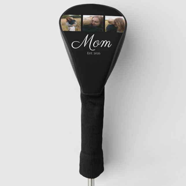 Mama hat modernes fettes Skript Schwarz 3 Foto Golf Headcover (Vorderseite)