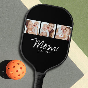 Mama hat modernes fettes Skript Schwarz 3 Foto Pickleball Schläger