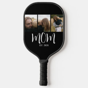 Mama hat modernes fettes Skript Schwarz 3 Foto Pickleball Schläger