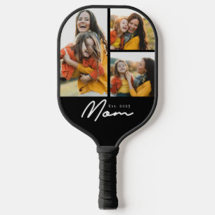 Mama hat modernes fettes Skript Schwarz 3 Foto Pickleball Schläger
