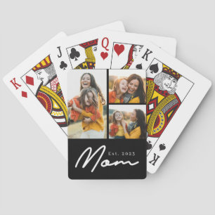 Mama hat modernes fettes Skript Schwarz 3 Foto Spielkarten