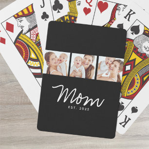 Mama hat modernes fettes Skript Schwarz 3 Foto Spielkarten
