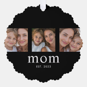 Mama hat modernes minimalist schwarzes 3-Foto eing Ornament Karte