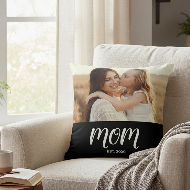Mama hat modernes Schriftfoto-Kissen etabliert Kissen (Von Creator hochgeladen)