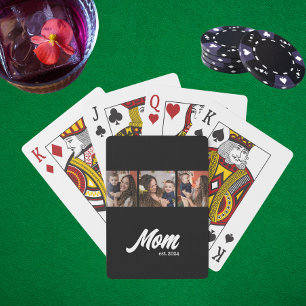 Mama hat modernes schwarzes Foto eingerichtet Spielkarten