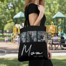 Mama hat modernes schwarzes Schriftzug-Foto-Tasche