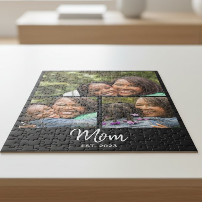 Mama hat modernes schwarzes Skript 3 Foto Puzzle (Von Creator hochgeladen)