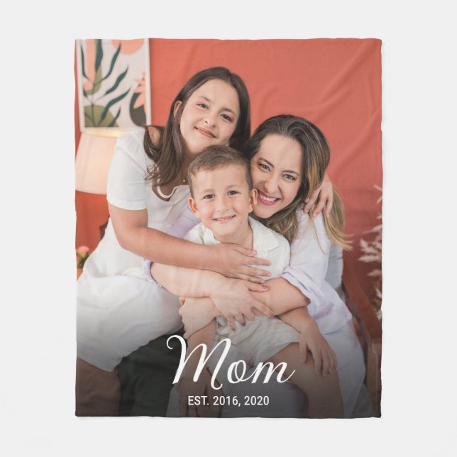 Mama hat modernes schwarzes Skript-Foto eingericht Fleecedecke (Vorderseite)