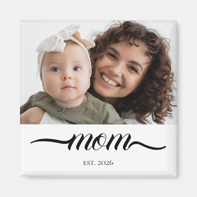 Mama hat modernes schwarzes Skript-Foto elegant ei Magnet (Vorne)