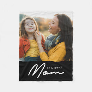 Mama hat modernes schwarzes Skript-Foto erstellt Fleecedecke