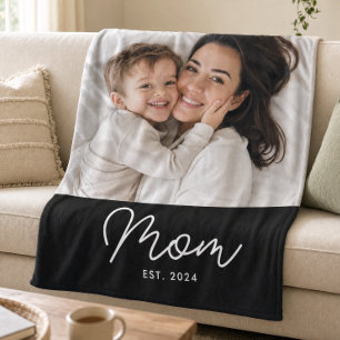 Mama hat modernes schwarzes Skript-Foto erstellt Fleecedecke