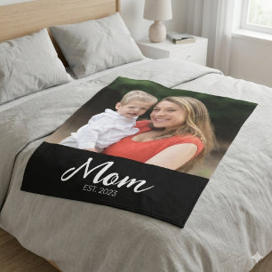 Mama hat modernes schwarzes Skript-Foto erstellt  Fleecedecke