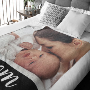 Mama hat modernes schwarzes Skript-Foto erstellt Fleecedecke