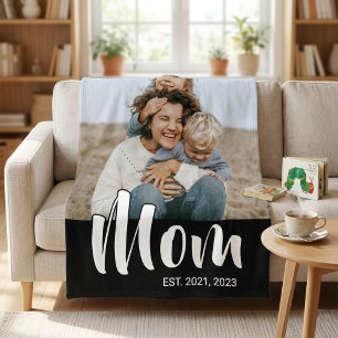 Mama hat modernes schwarzes Skript-Foto erstellt Fleecedecke
