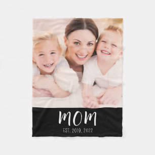 Mama hat modernes schwarzes Skript-Foto erstellt Fleecedecke