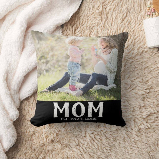 Mama hat modernes schwarzes Skript-Foto erstellt Kissen (Decke)