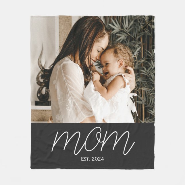 Mama hat modernes schwarzes Skript-Foto-Fleece eta Fleecedecke (Vorderseite)