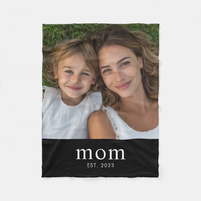 Mama hat modernes schwarzes Skriptfoto erstellt Fleecedecke (Vorderseite)