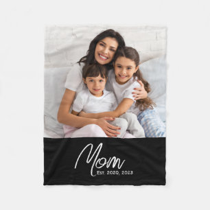 Mama hat modernes schwarzes Skriptfoto erstellt  Fleecedecke