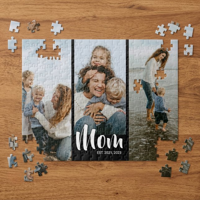 Mama hat modernes Skript 3 Foto eingerichtet Puzzle (Mom Established Modern Script 3 Photo Jigsaw Puzzle)