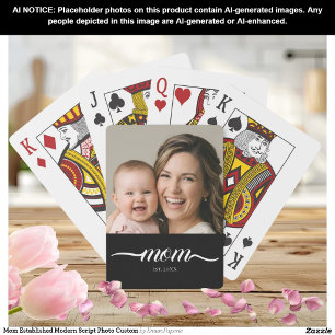 Mama hat modernes Skript-Foto angepasst Spielkarten