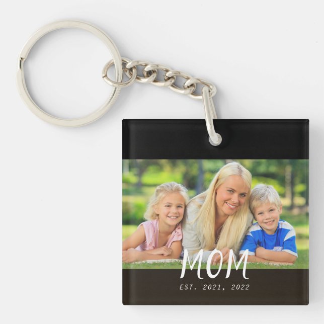 Mama hat modernes Skript-Foto eingerichtet Schlüsselanhänger (Vorderseite)