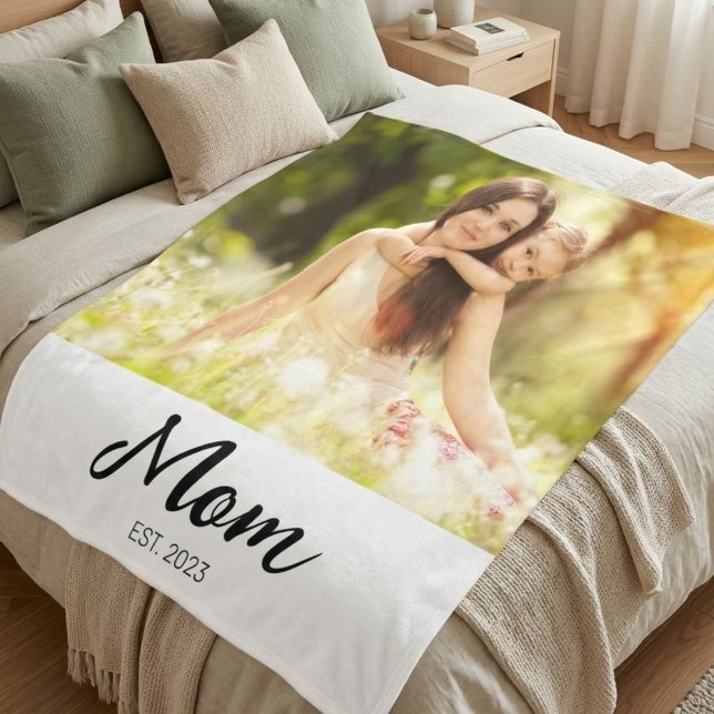 Mama hat modernes Skript-Foto erstellt Fleecedecke (Von Creator hochgeladen)