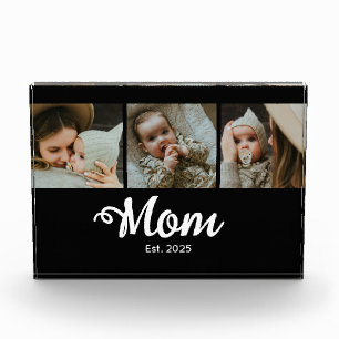 Mama hat modernes Skript Schwarz 3 Foto Block erst
