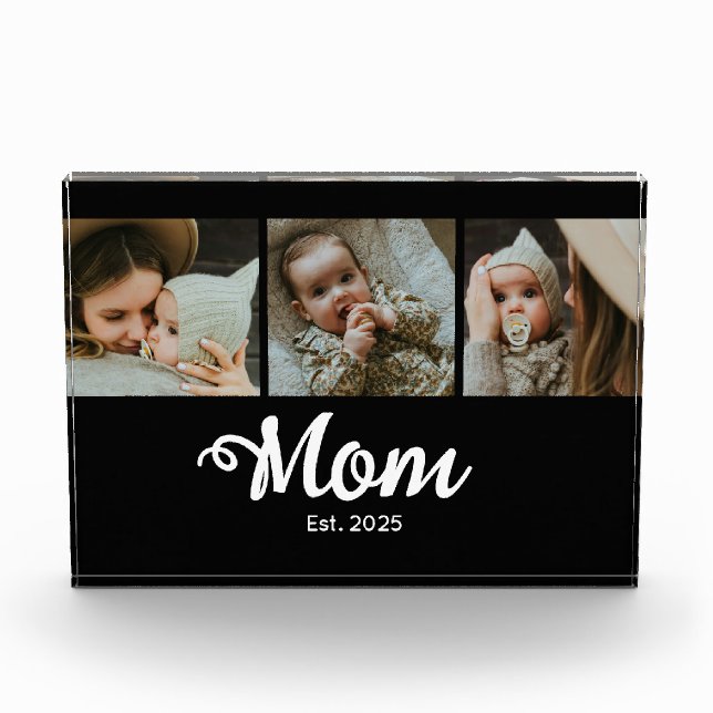 Mama hat modernes Skript Schwarz 3 Foto Block erst (Vorderseite)