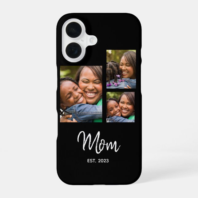 Mama hat modernes Skript Schwarz 3 Foto eingericht iPhone 16 Hülle (Rückseite)