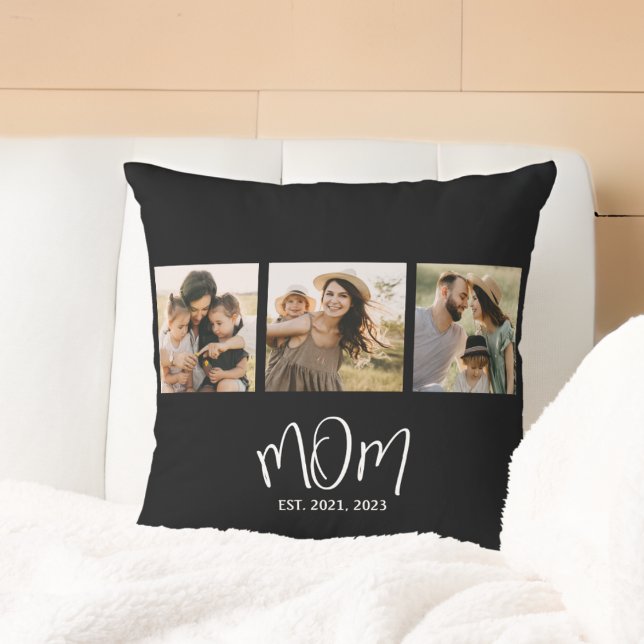 Mama hat modernes Skript Schwarz 3 Foto eingericht Kissen (Von Creator hochgeladen)