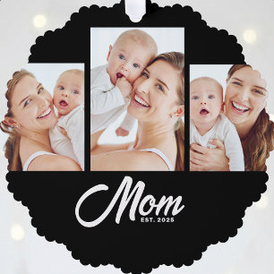 Mama hat modernes Skript Schwarz 3 Foto eingericht Ornament Karte