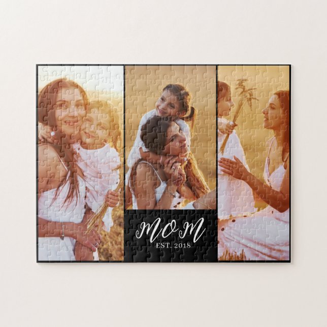 Mama hat modernes Skript Schwarz 3 Foto eingericht Puzzle (Horizontal)