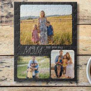 Mama hat modernes Skript Schwarz 3 Foto eingericht Puzzle