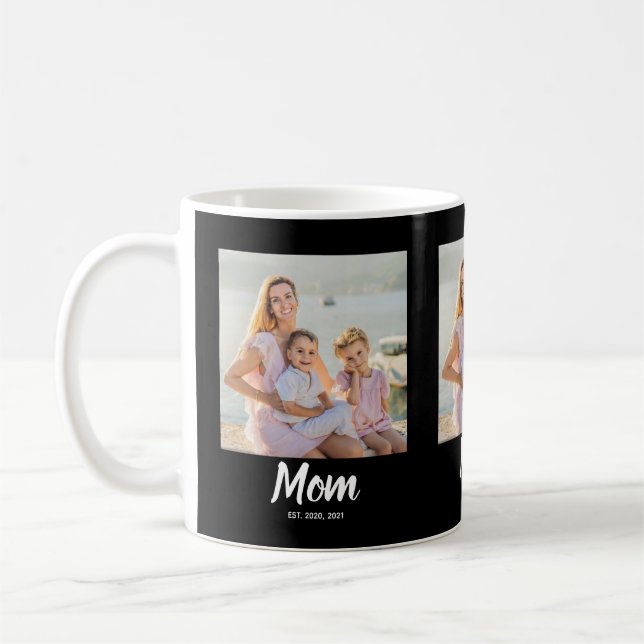Mama hat modernes Skript Schwarz 3 Foto Kaffeetasse (Links)