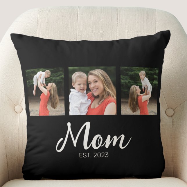 Mama hat modernes Skript Schwarz 3 Foto Kissen (Von Creator hochgeladen)