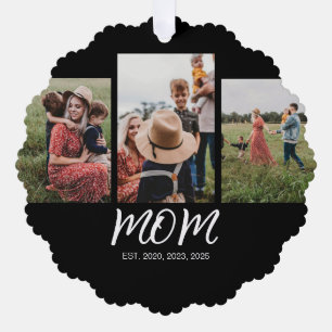 Mama hat modernes Skript Schwarz 3 Foto Ornament Karte
