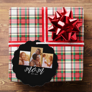 Mama hat modernes Skript Schwarz 3 Foto Ornament Karte