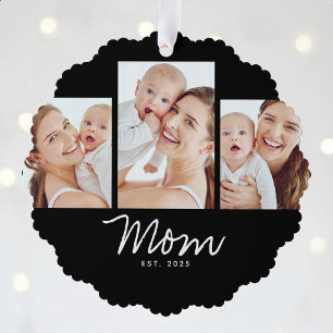 Mama hat modernes Skript Schwarz 3 Foto Ornament Karte