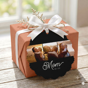 Mama hat modernes Skript Schwarz 3 Foto Ornament Karte