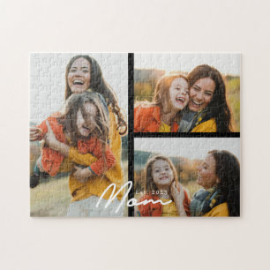 Mama hat modernes Skript Schwarz 3 Foto Puzzle