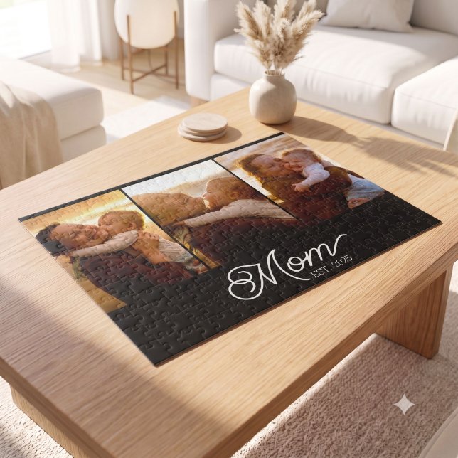 Mama hat modernes Skript Schwarz 3 Foto Puzzle (Von Creator hochgeladen)