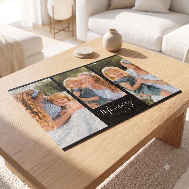 Mama hat modernes Skript Schwarz 3 Foto Puzzle (Von Creator hochgeladen)