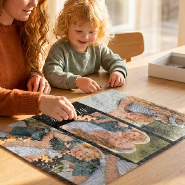 Mama hat modernes Skript Schwarz 3 Foto Puzzle (Von Creator hochgeladen)